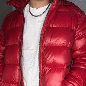 Red Guess puffer jacket